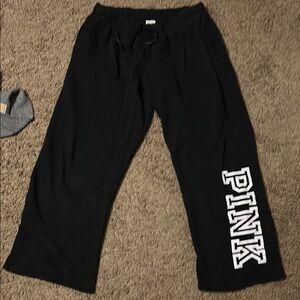 PINK by Victoria Secret black fleece logo pants - size Large